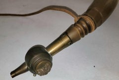 19Thc Hand Made Gun Powder Horn on Leather Strap
