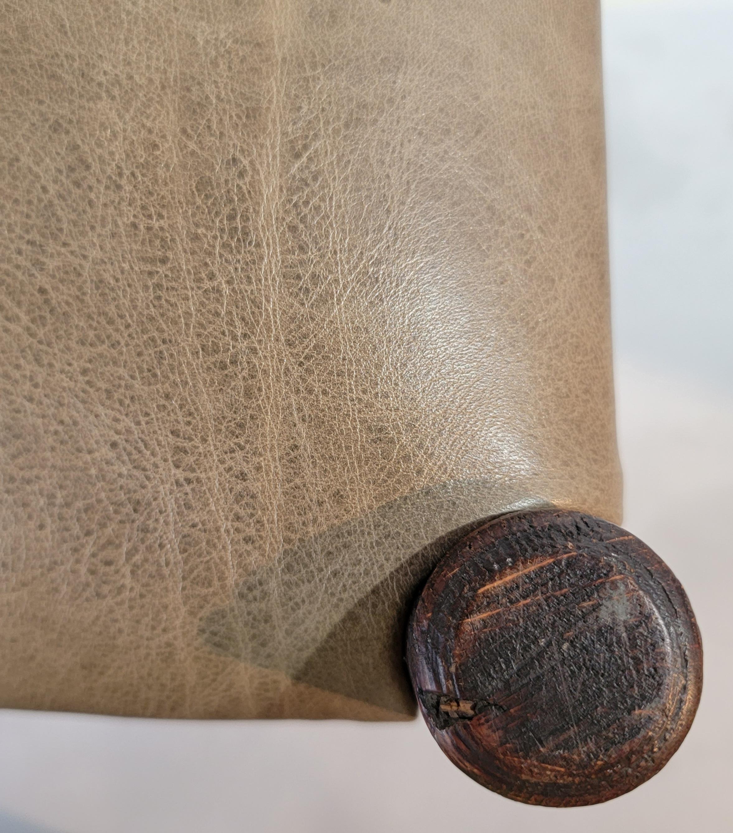 19Thc Hand Made Stool With Leather Seat For Sale 2