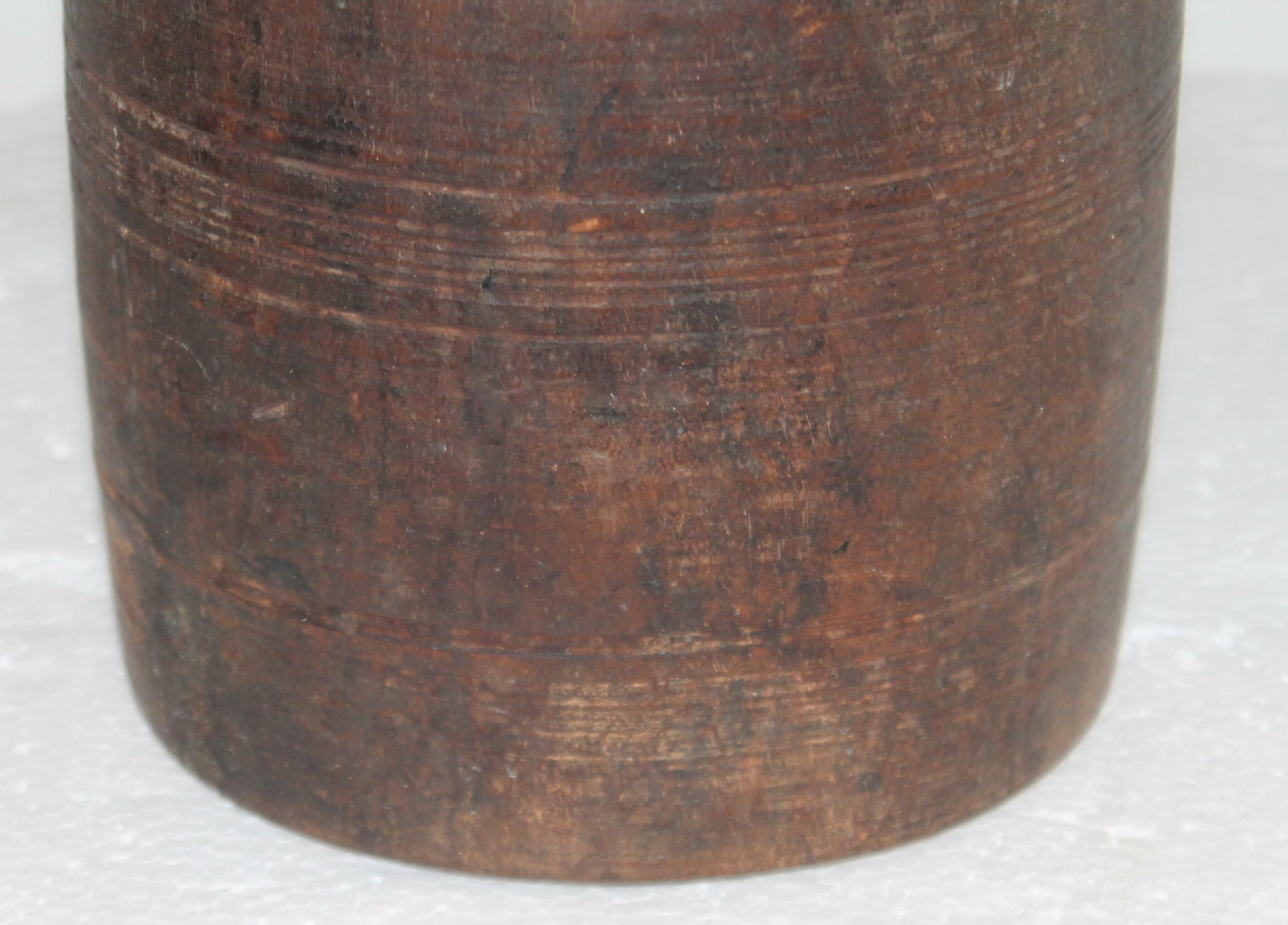 19th Century Handmade Wood Canister W/ Lid 1