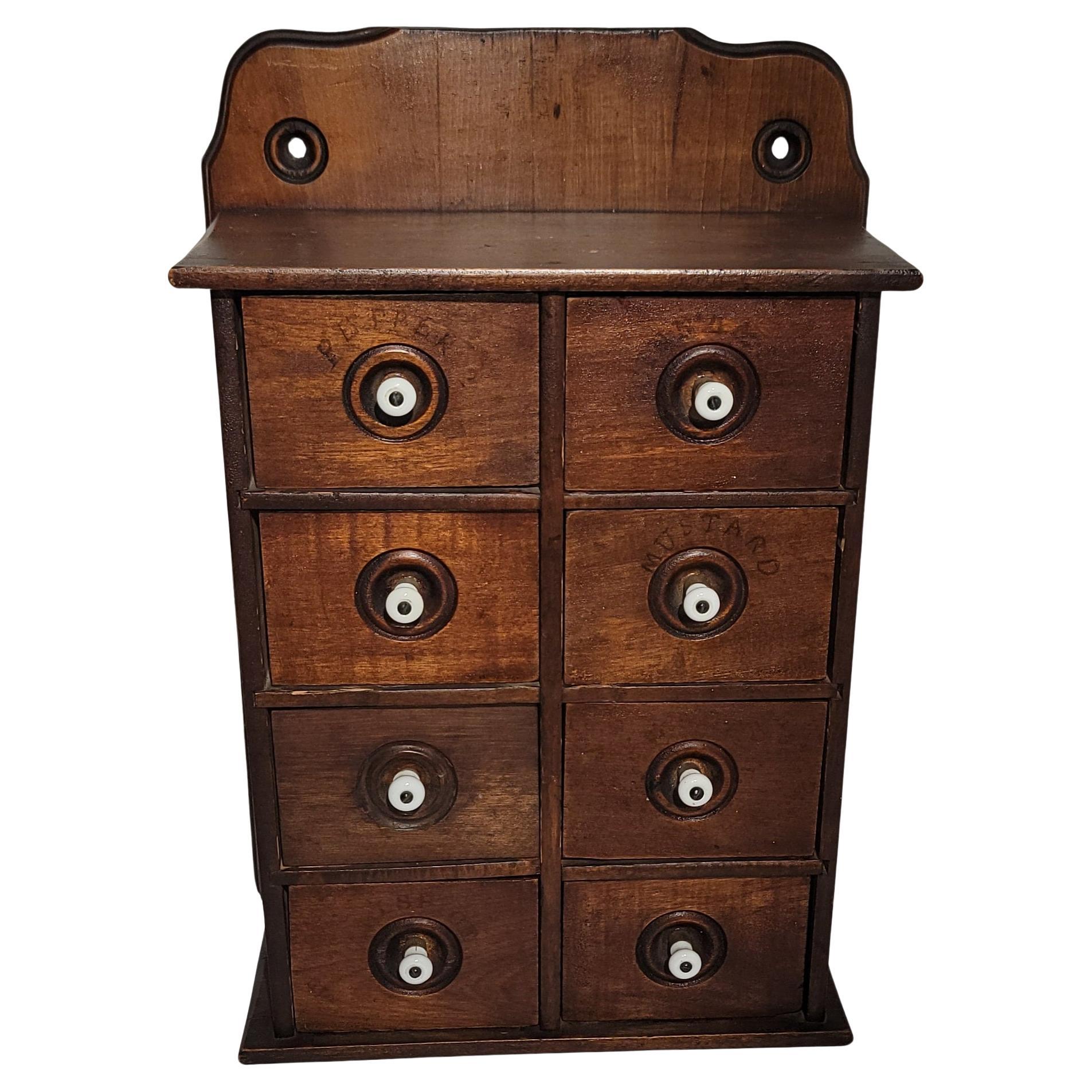 19thc Hanging Spice Box W/ Stenciled Spices