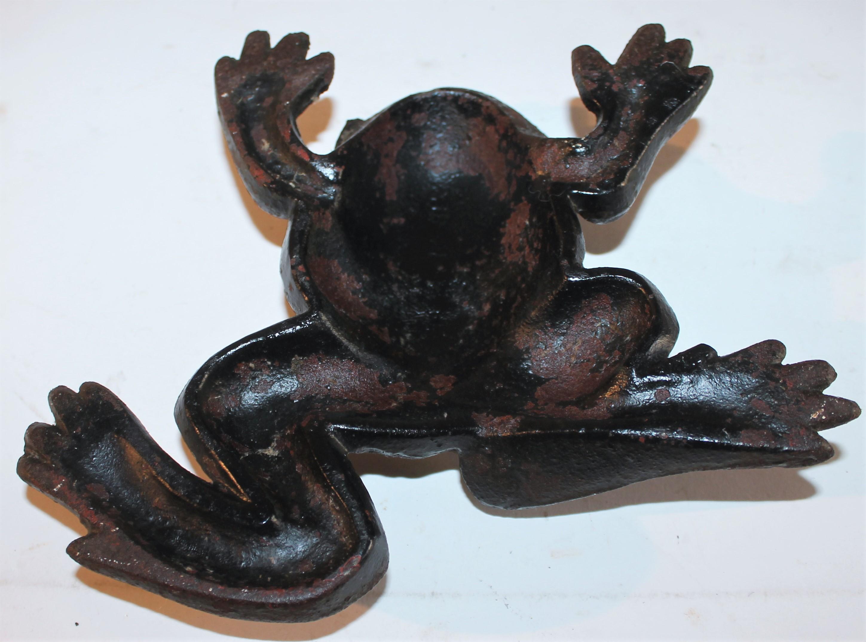 Adirondack 19thC Heavy Cast Iron Frog Door Stop For Sale