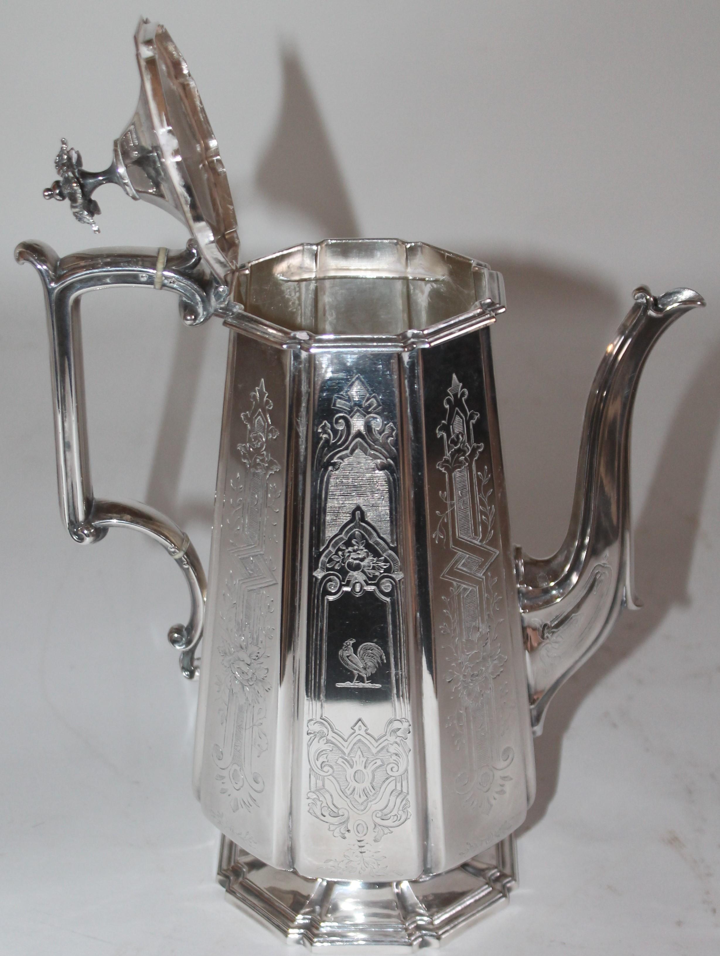 19th Century Heavy Silver Coffee Pot In Good Condition For Sale In Los Angeles, CA