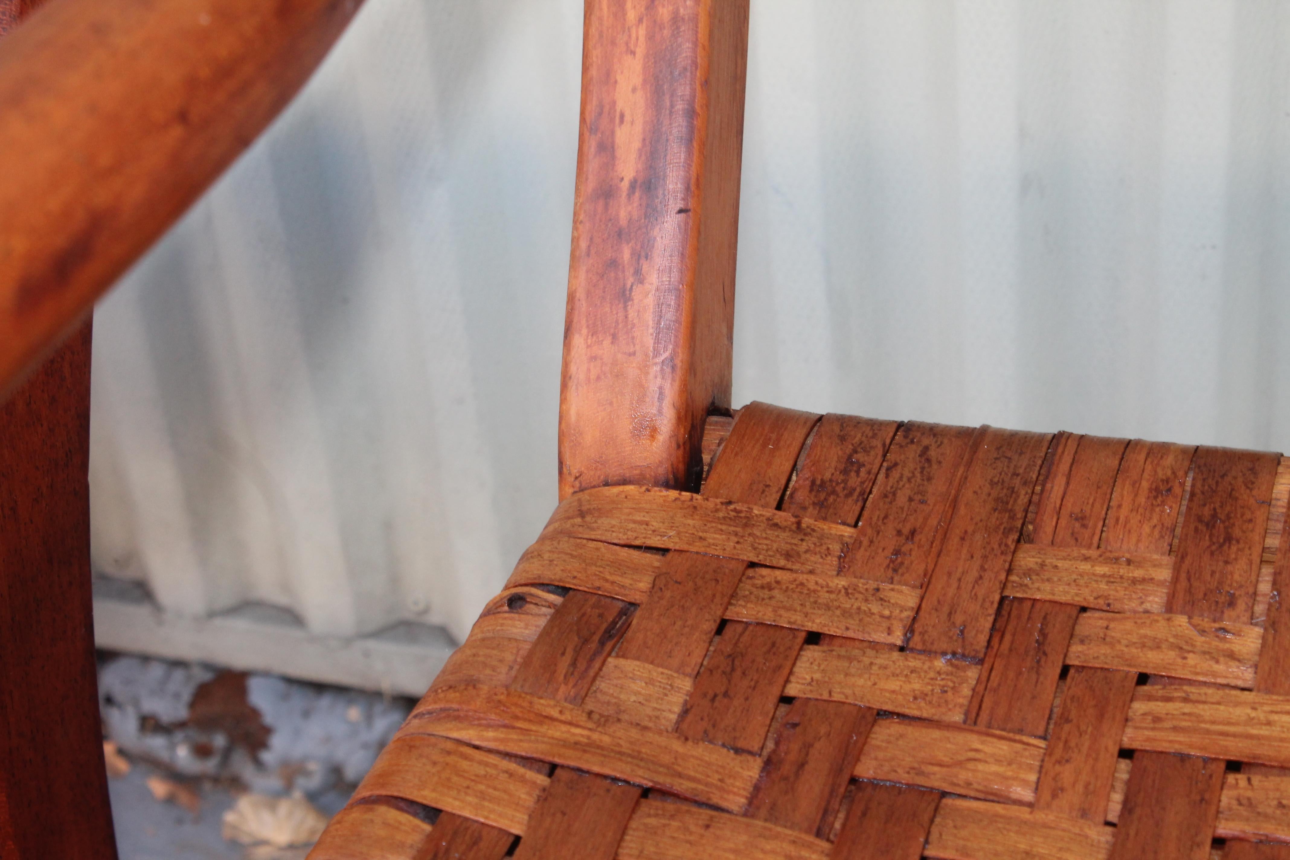 19th Century Hickory Chairs with Original Rush Seats, Pair 3