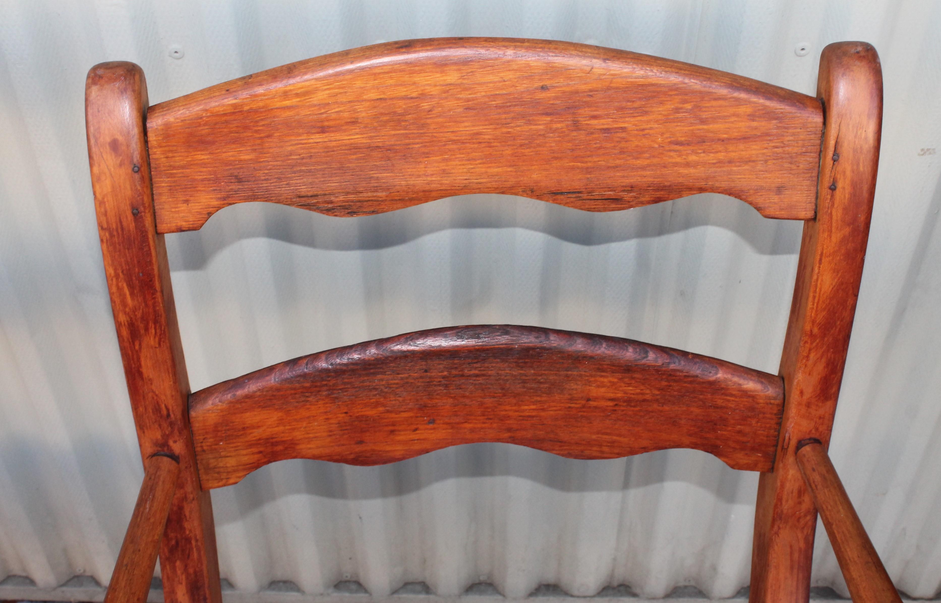 19th Century Hickory Chairs with Original Rush Seats, Pair 4