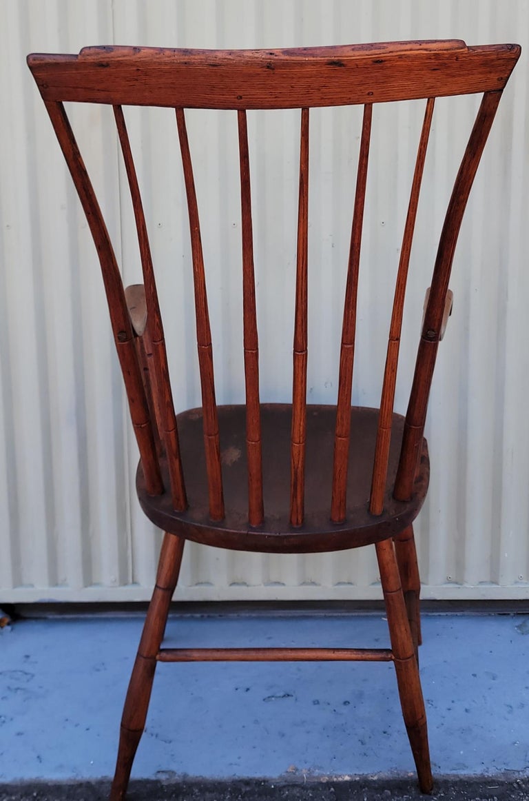 19th C High Back Windsor Arm Chair For Sale at 1stDibs
