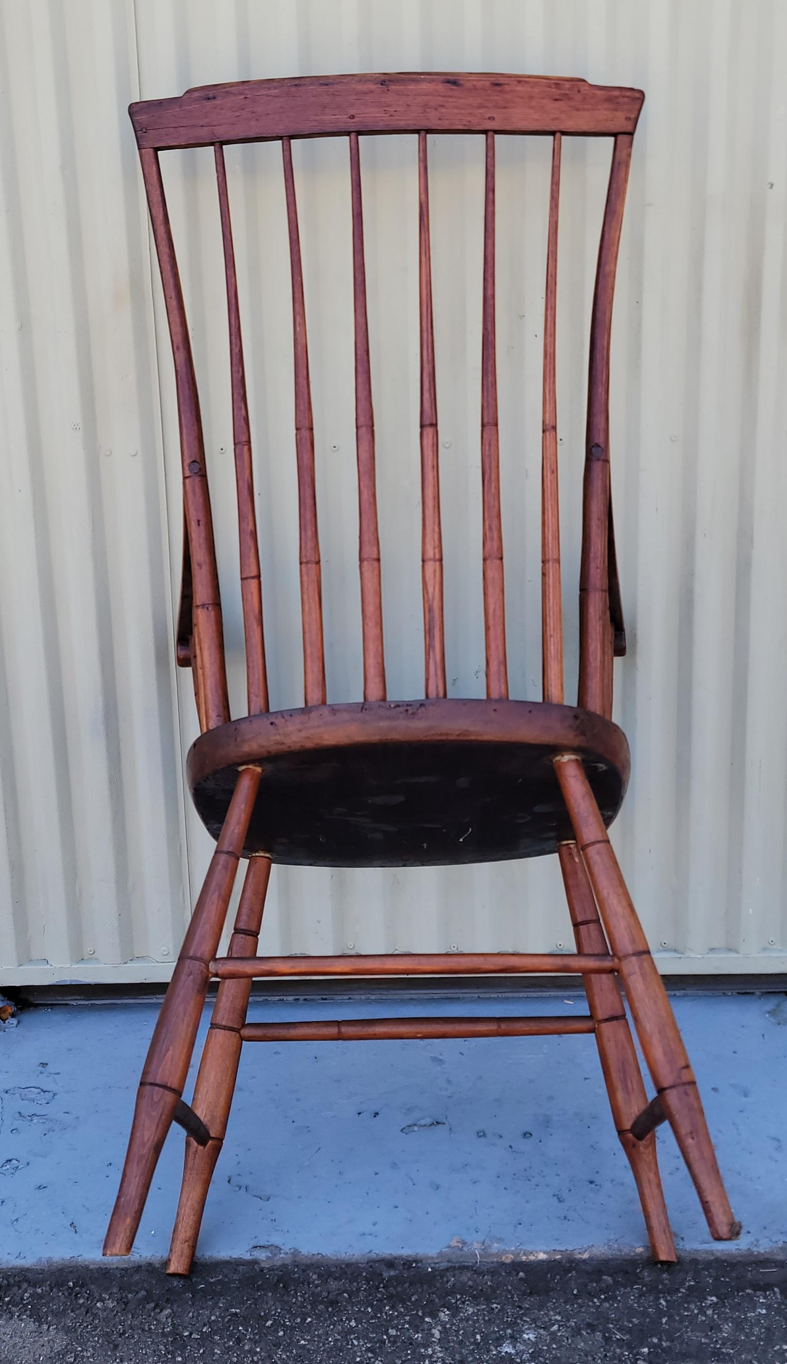 Hand-Crafted 19th C High Back Windsor Arm Chair