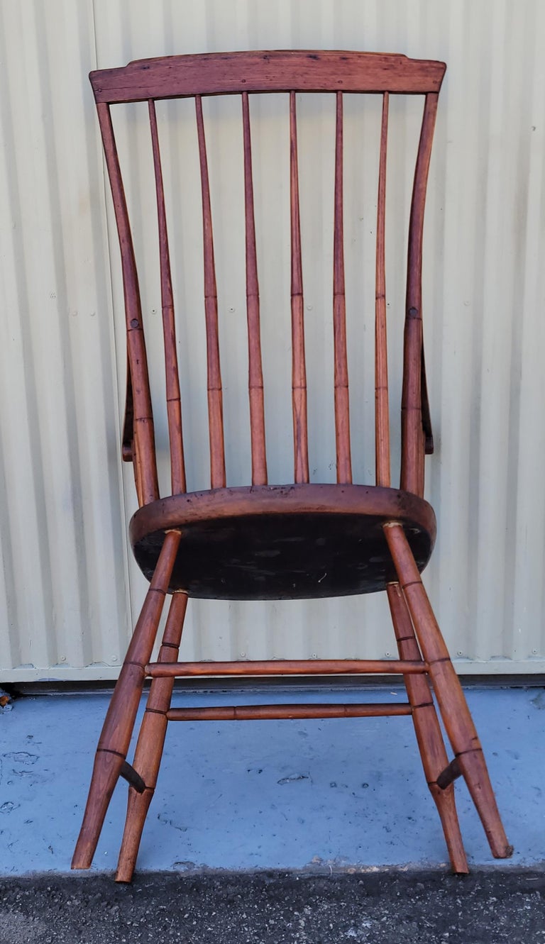 19th C High Back Windsor Arm Chair For Sale at 1stDibs