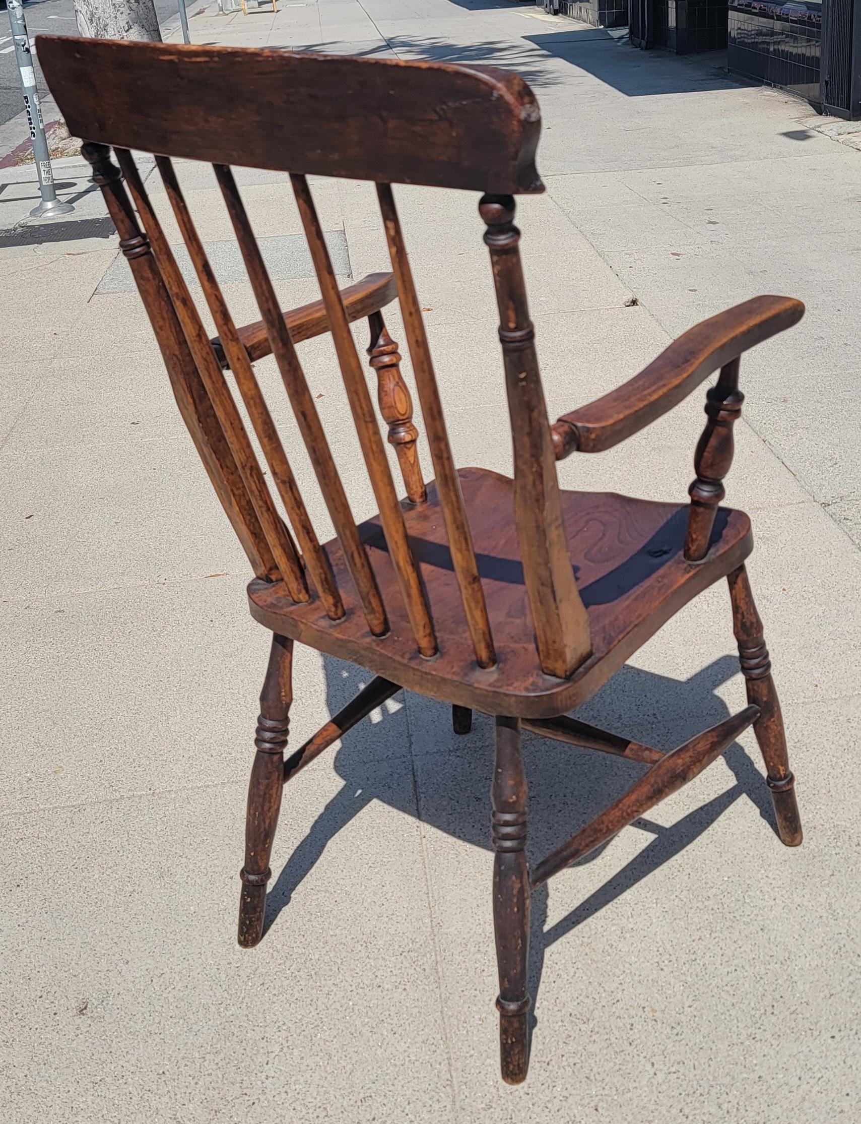 Hand-Crafted 19Thc High Back Windsor  Arm Chair For Sale