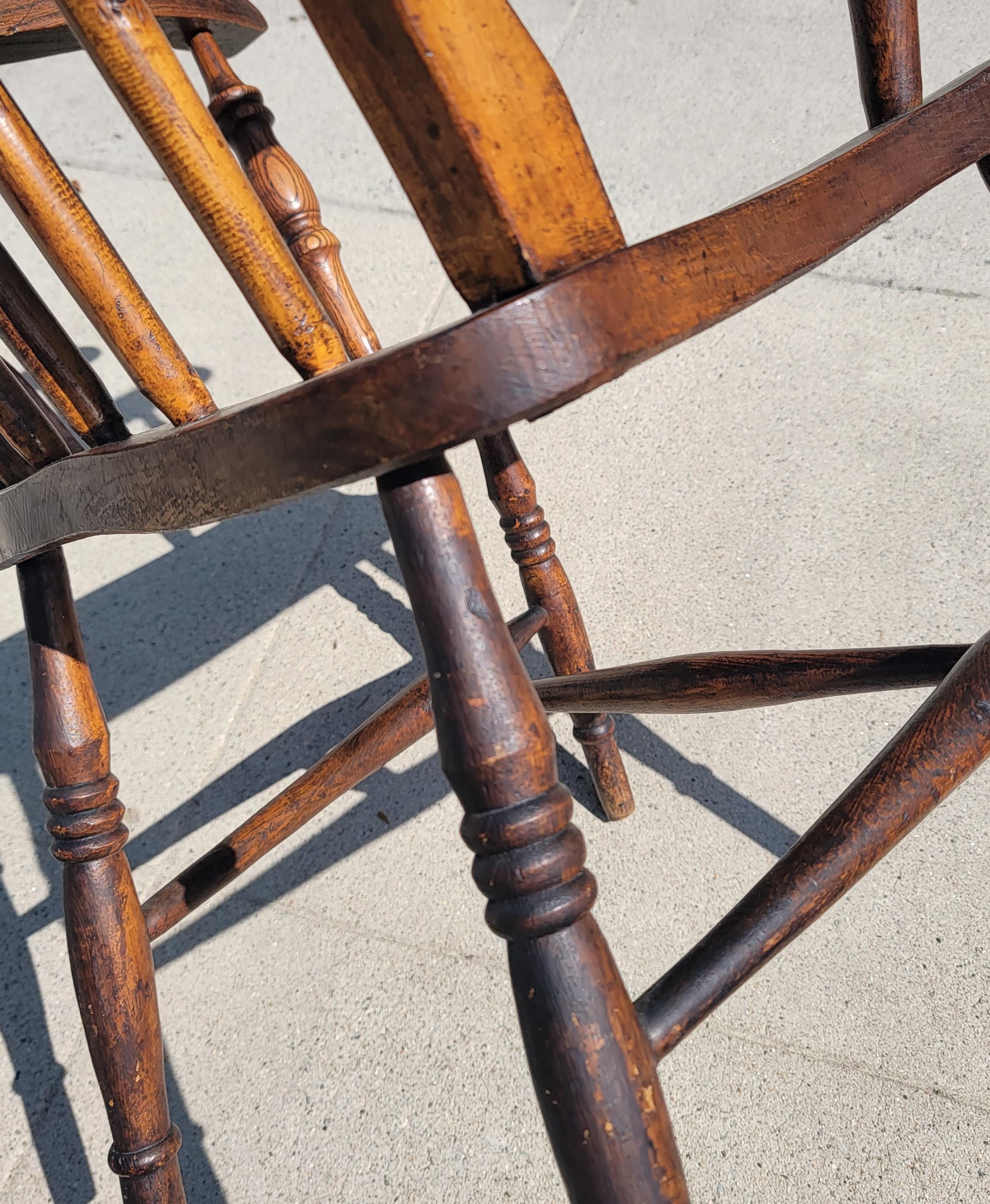 Wood 19Thc High Back Windsor  Arm Chair For Sale