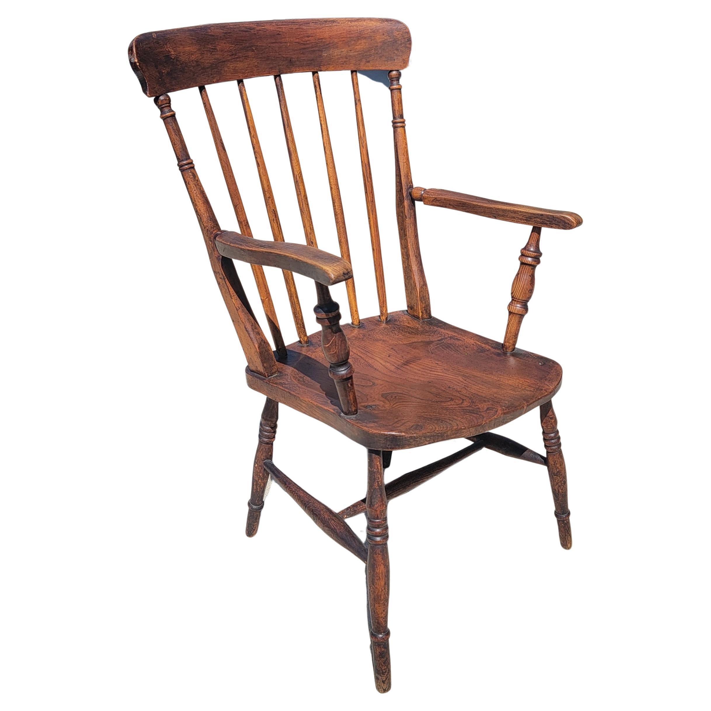 19Thc High Back Windsor  Arm Chair For Sale