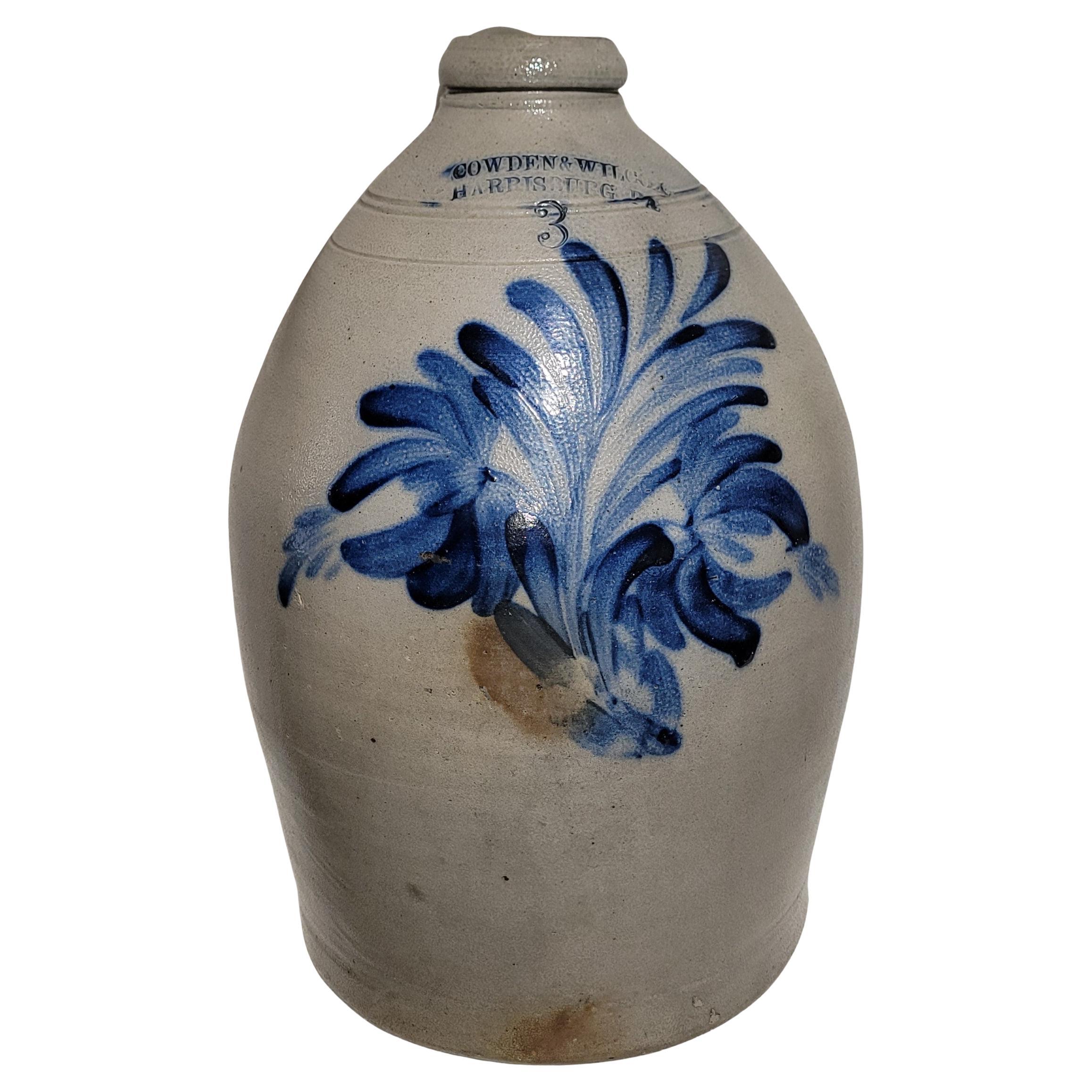 19Thc Highly Decorated Three Gal.Cowden & Wilcox Jug