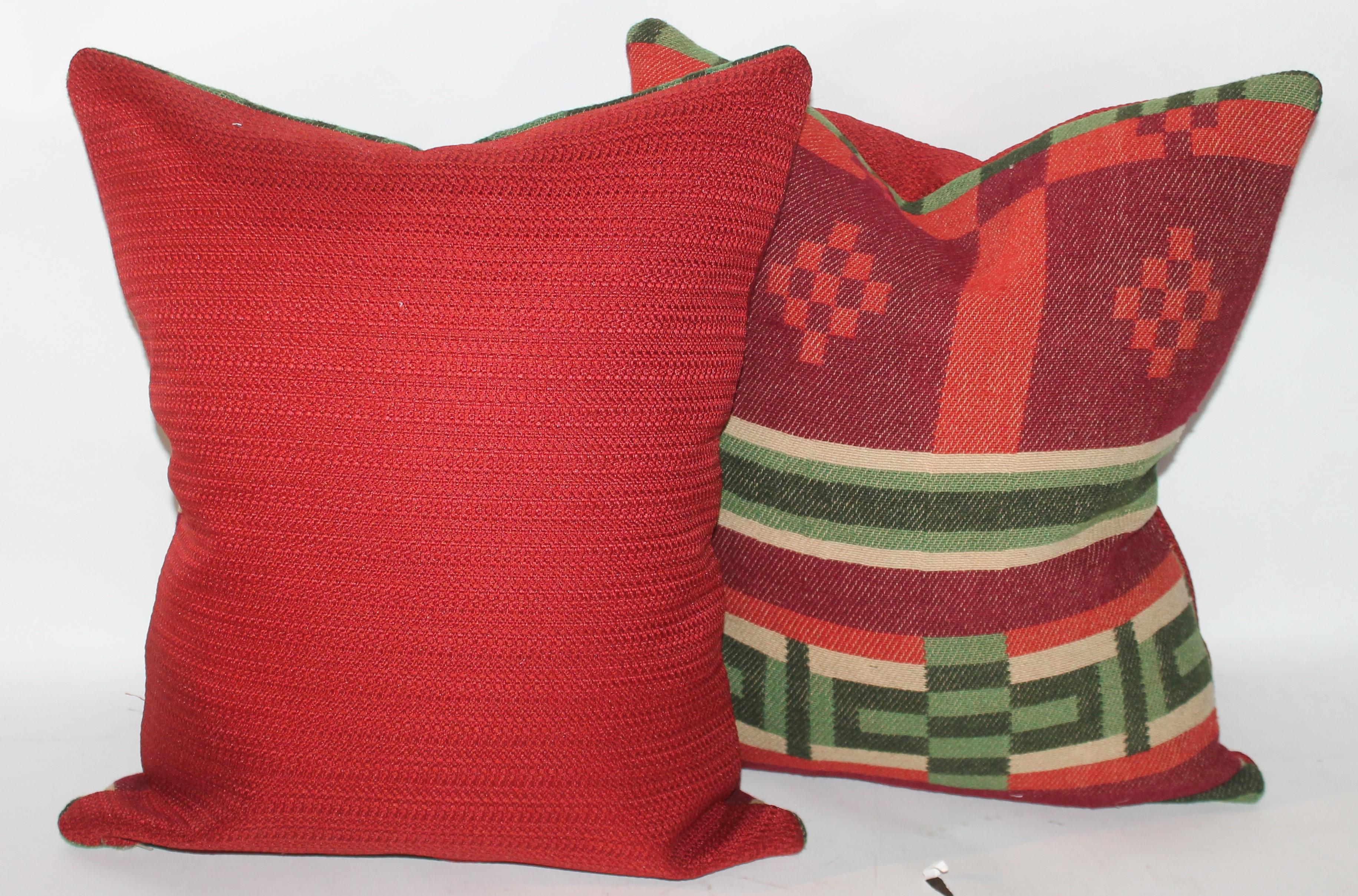 Hand-Crafted 19th Century Horse Blanket Pillows, Pair