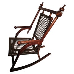 19THC Hunzinger Walnut with Original Strapping Rocking Chair Signed 1876 19THC Hunzinger Walnut with Original Strapping Rocking Chair Signed 1876