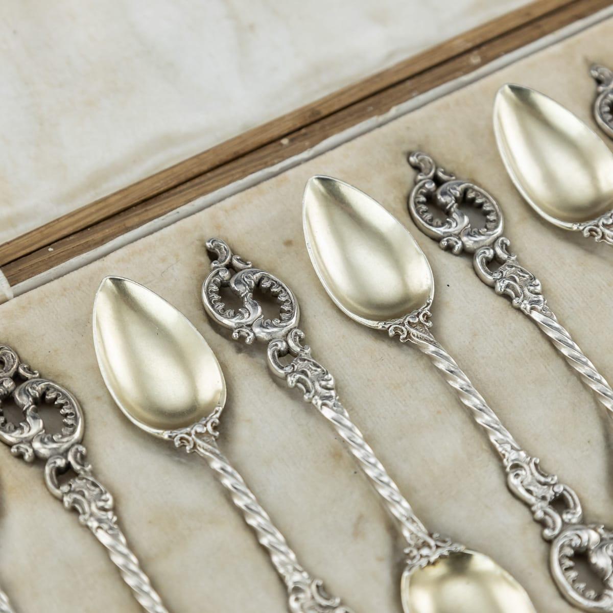 19th Century Imperial Russian Faberge Silver-Gilt 12 Coffee Spoons, circa 1890 4