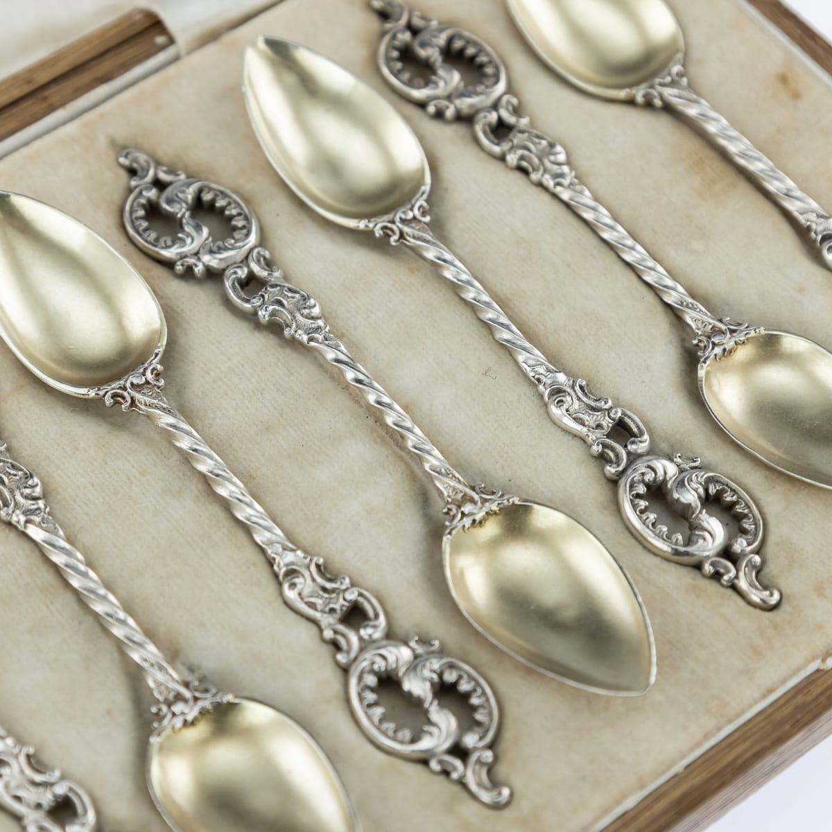 19th Century Imperial Russian Faberge Silver-Gilt 12 Coffee Spoons, circa 1890 5
