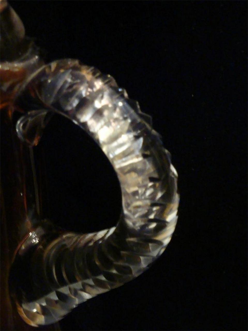 19THC Important Baccarat Style Hand Cut Amber Crystal French Glass Decanter In Good Condition For Sale In New York, NY