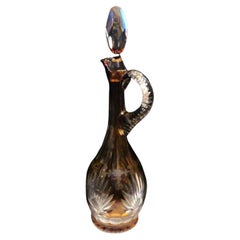 19THC Important Baccarat Style Hand Cut Amber Crystal French Glass Decanter