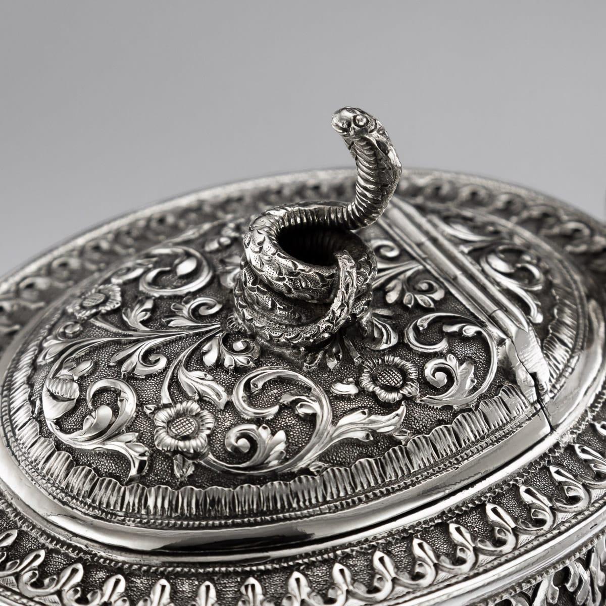 19th Century Indian Cutch Solid Silver 3 Piece Hunting Scenes Tea Set circa 1890 4