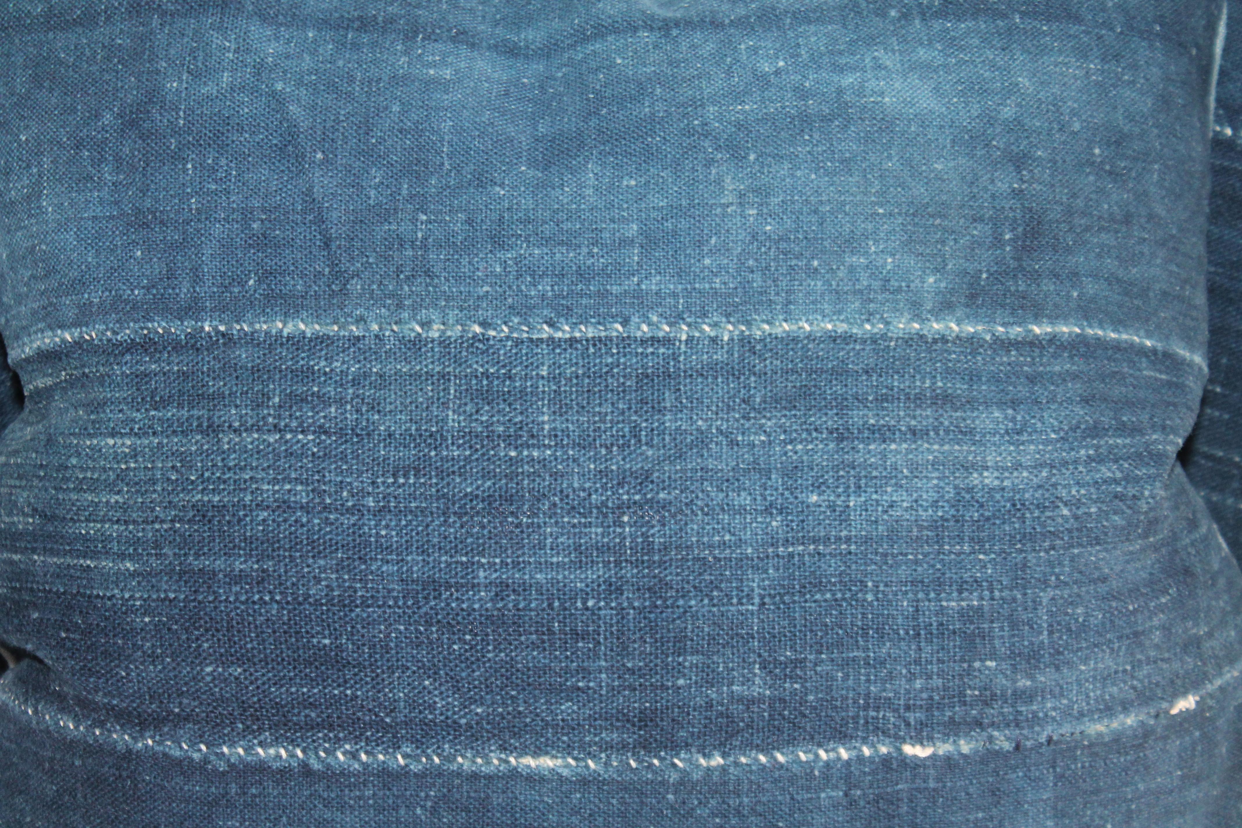 Hand-Crafted 19th century Indigo Blue Linen Pillows, 3