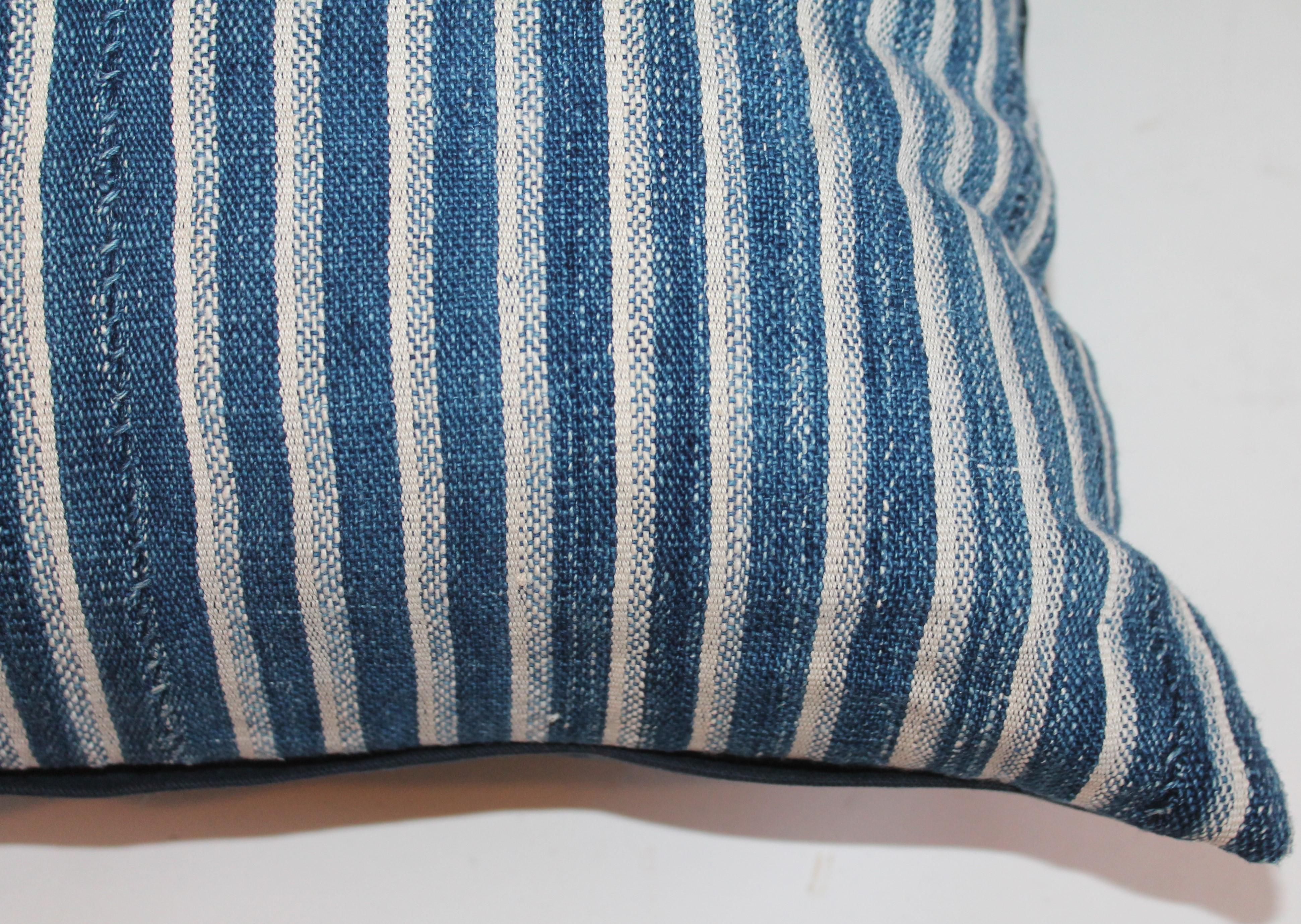 American Indigo Blue and White Striped Linen Pillows