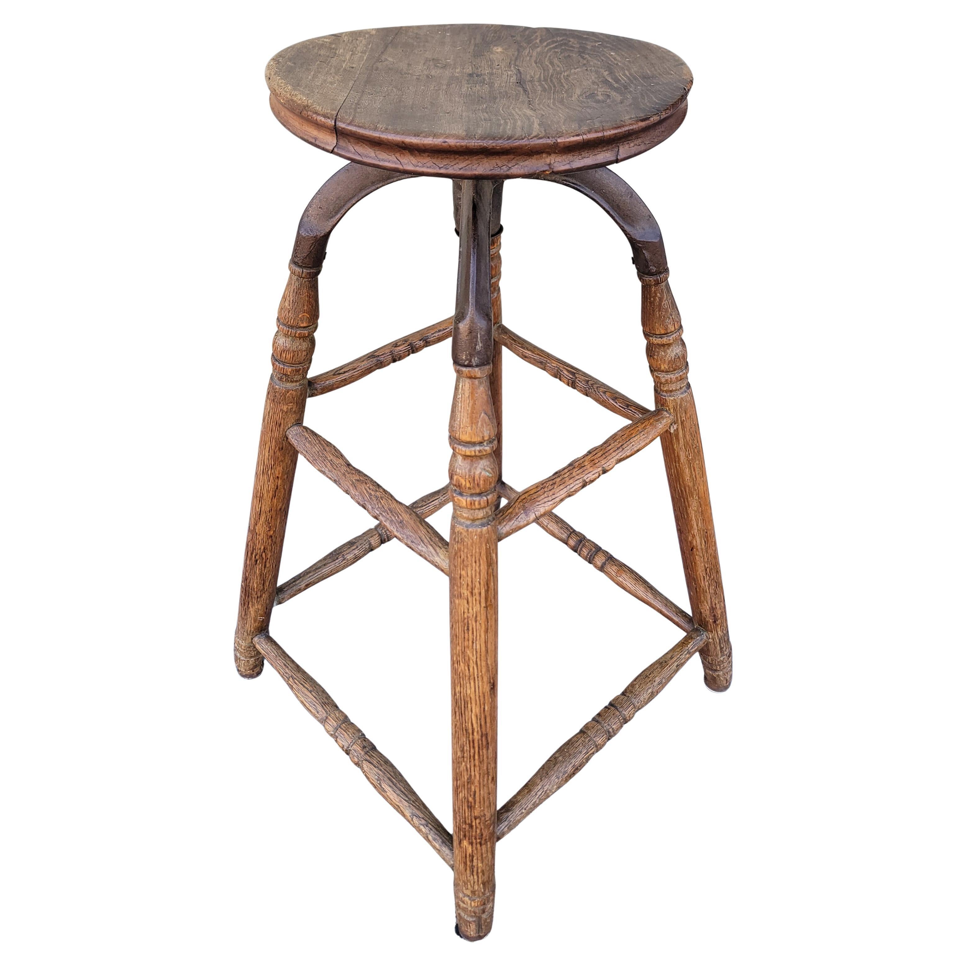 19Thc Industrial Swivel Bar Stool For Sale