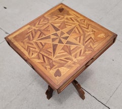 19Thc Inlaid Hearts & Star Marquetry  Side Table