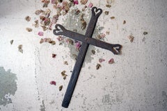19thC Irish Blacksmith Forged Wrought Iron Cross