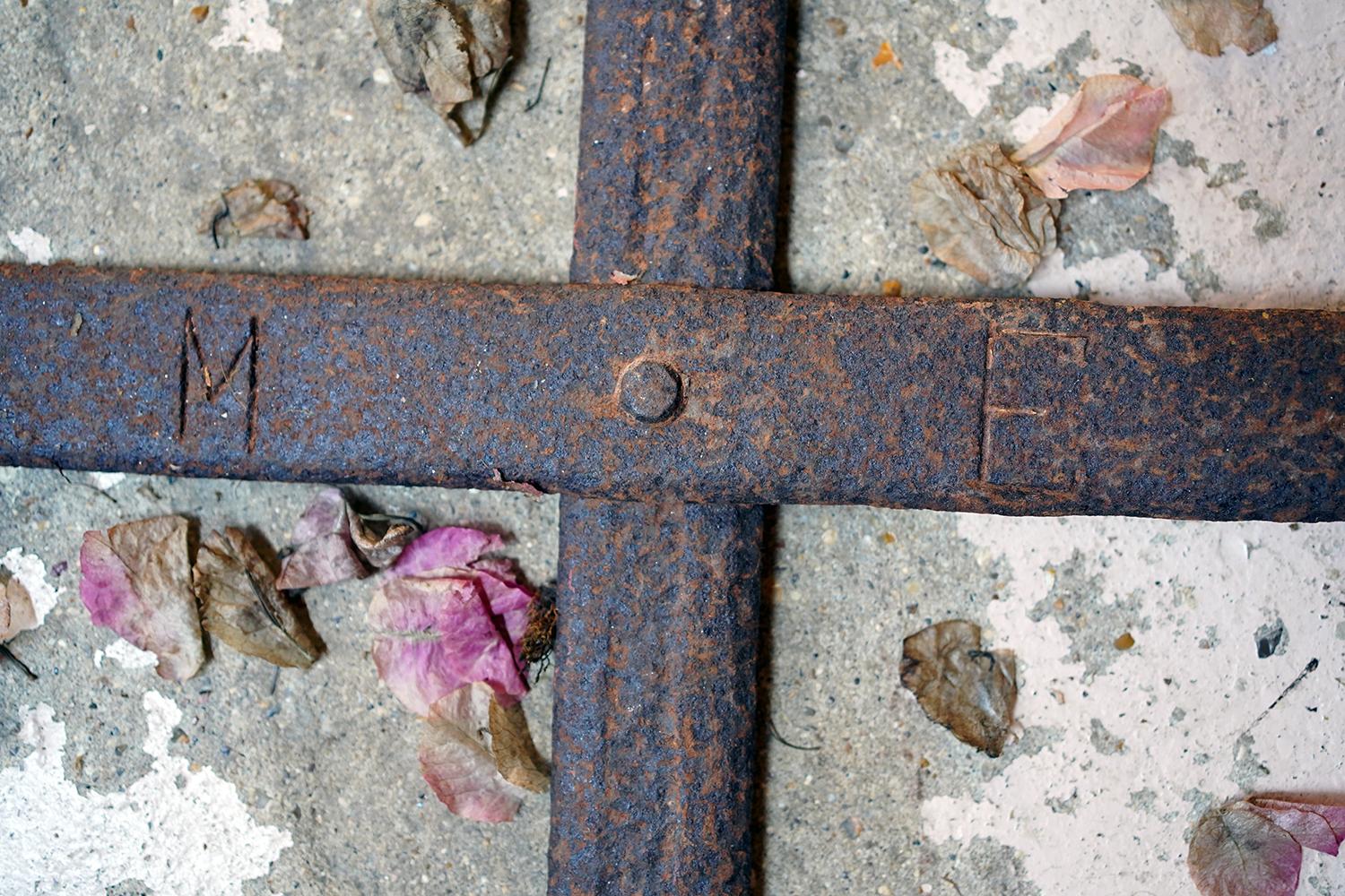 Folk Art 19thC Irish Blacksmith Forged Wrought Iron Cross