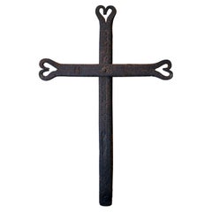 Used 19thC Irish Blacksmith Forged Wrought Iron Cross