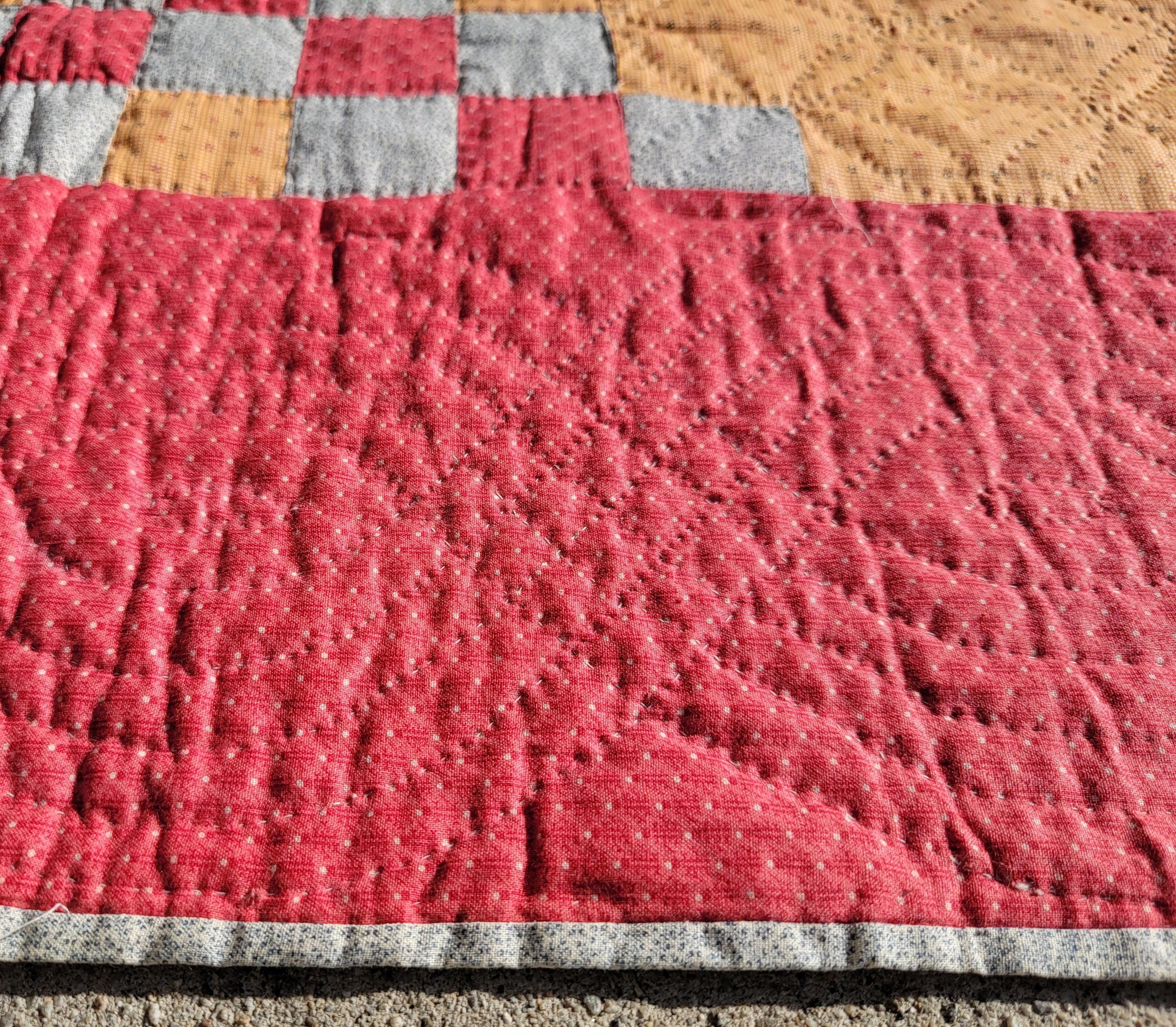 Fait main Quilt en chaîne irlandais du 19e siècle en Pennsylvanie en vente