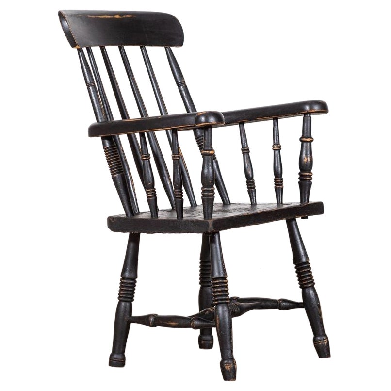19thC Irish Ebonised Famine Chair For Sale
