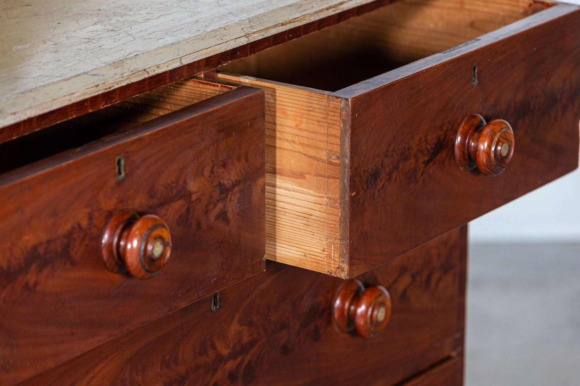 19th C Irish Grained Pine Chest Drawers For Sale 5