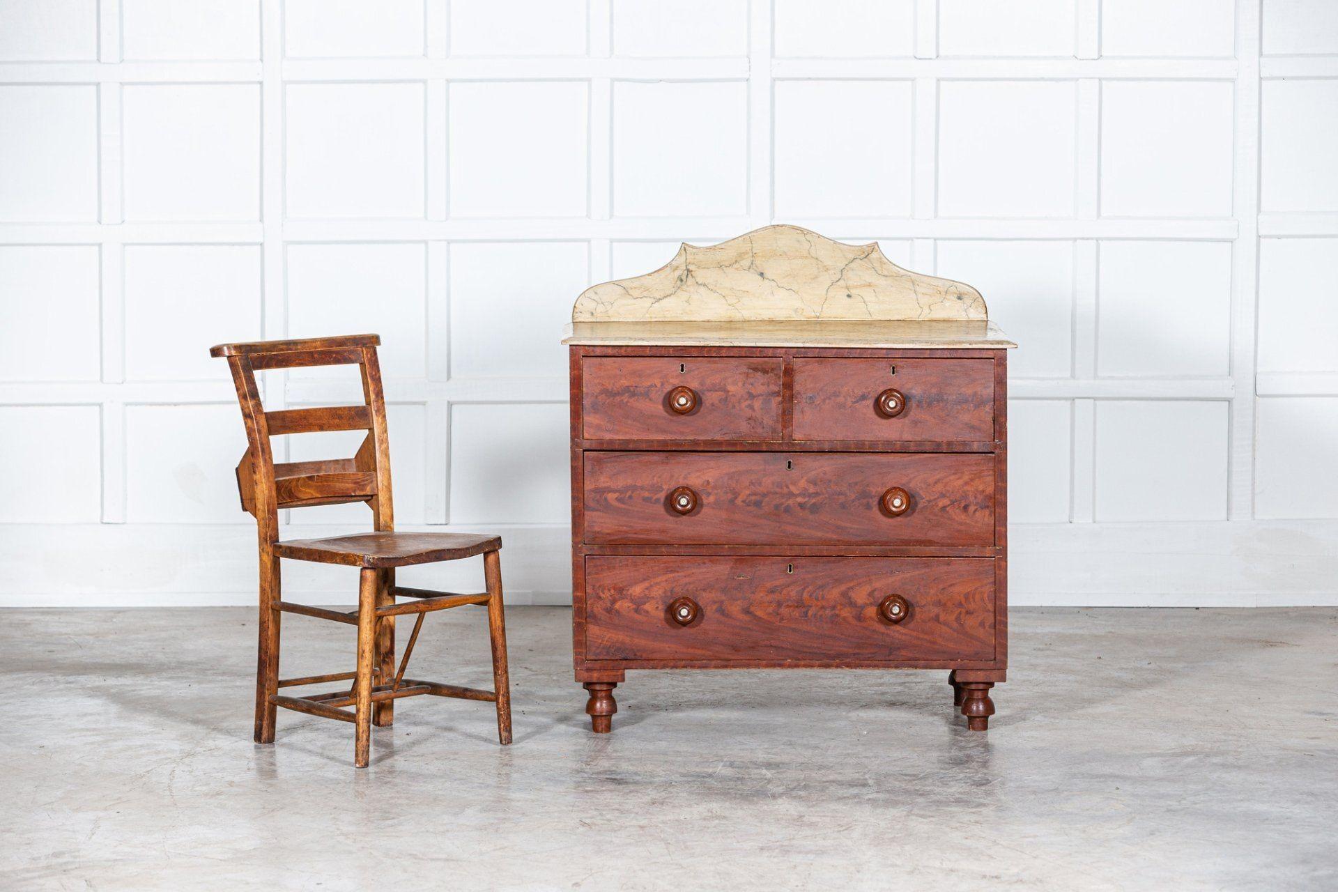 19th C Irish Grained Pine Chest Drawers For Sale 1