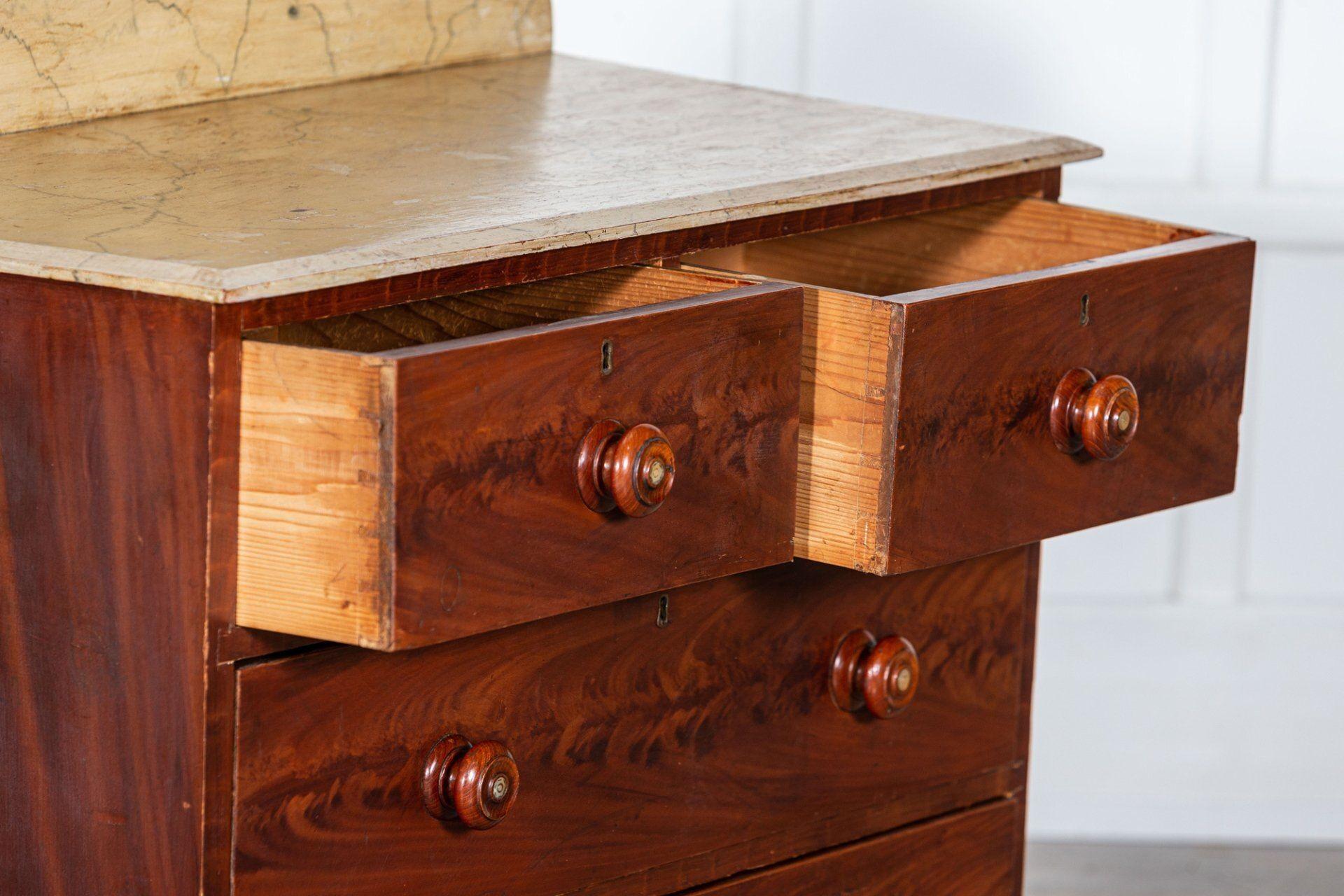 19th C Irish Grained Pine Chest Drawers For Sale 4