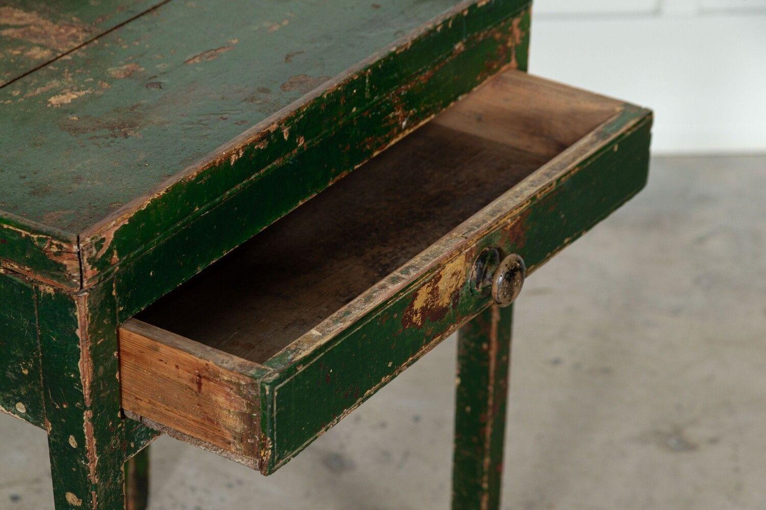 19thC Irish Painted Vernacular Pine Work Table For Sale 11