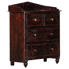 Antique 19thC Irish Pine Gallery Chest Drawers
