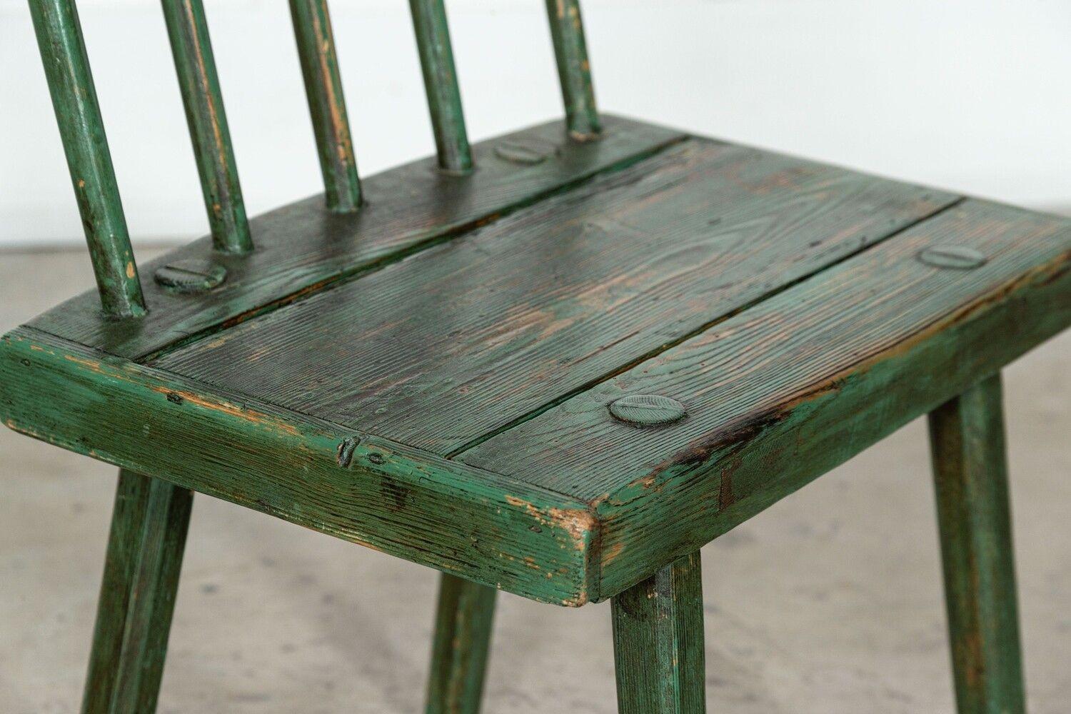 19th Century 19thC Irish Vernacular Painted Ash, Elm & Pine Hedge Chair For Sale