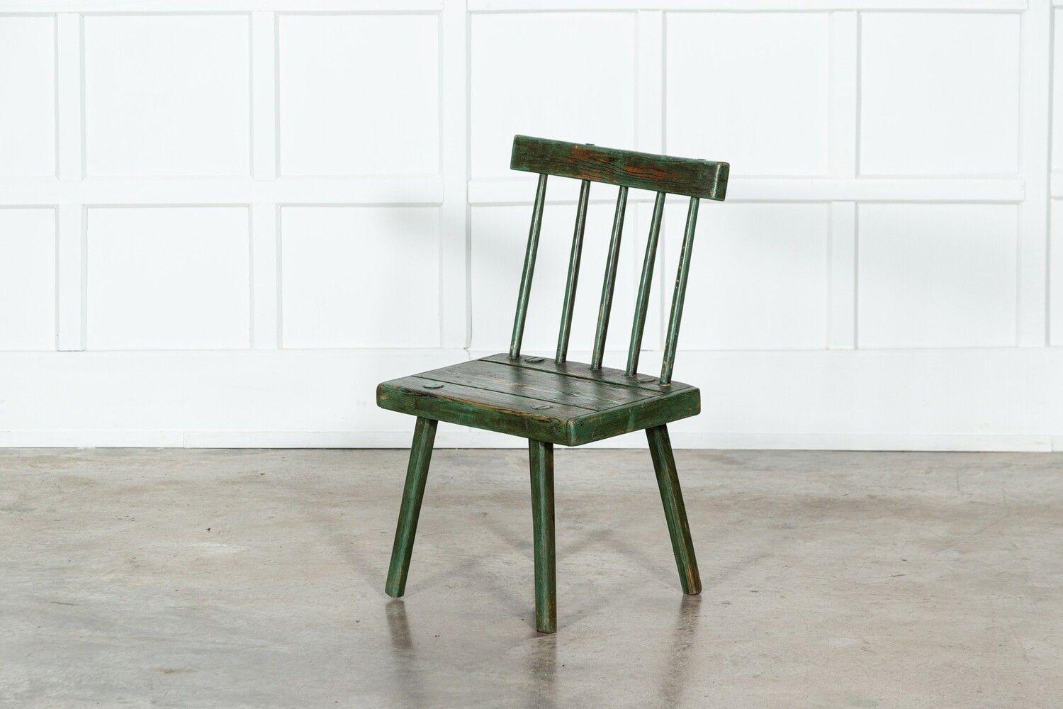 19thC Irish Vernacular Painted Ash, Elm & Pine Hedge Chair For Sale 1