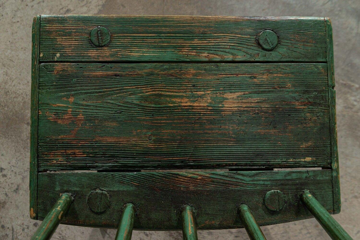 19thC Irish Vernacular Painted Ash, Elm & Pine Hedge Chair For Sale 5