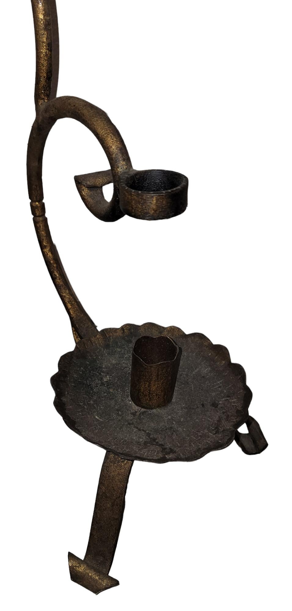 Adirondack 19thc Iron Candle Holder with hanging Diffuser For Sale