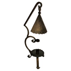19thc Iron Candle Holder with hanging Diffuser