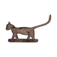 19th Century Iron Cat Door Stop in Original Paint