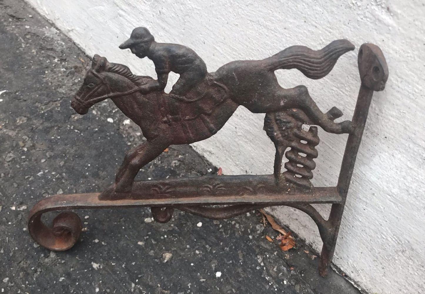 American 19th Century Iron Horse and Rider Wall Mount