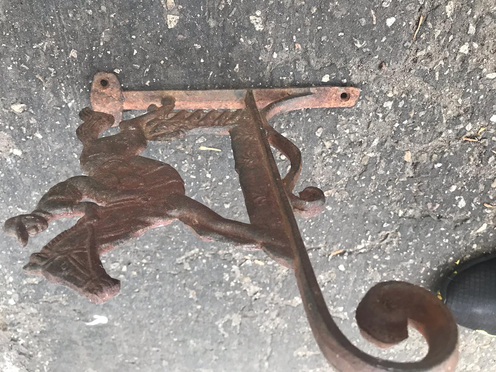 19th Century Iron Horse and Rider Wall Mount In Good Condition In Los Angeles, CA