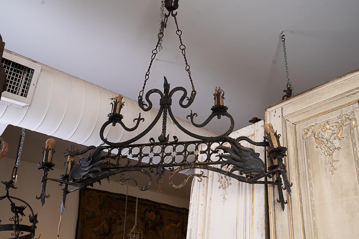 19th Century 19thc Iron Oblong Chandelier