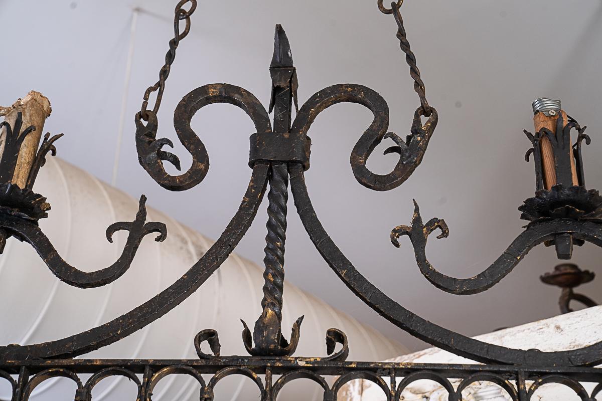 19thc Iron Oblong Chandelier 1