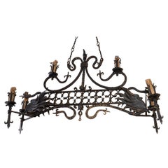 19thc Iron Oblong Chandelier