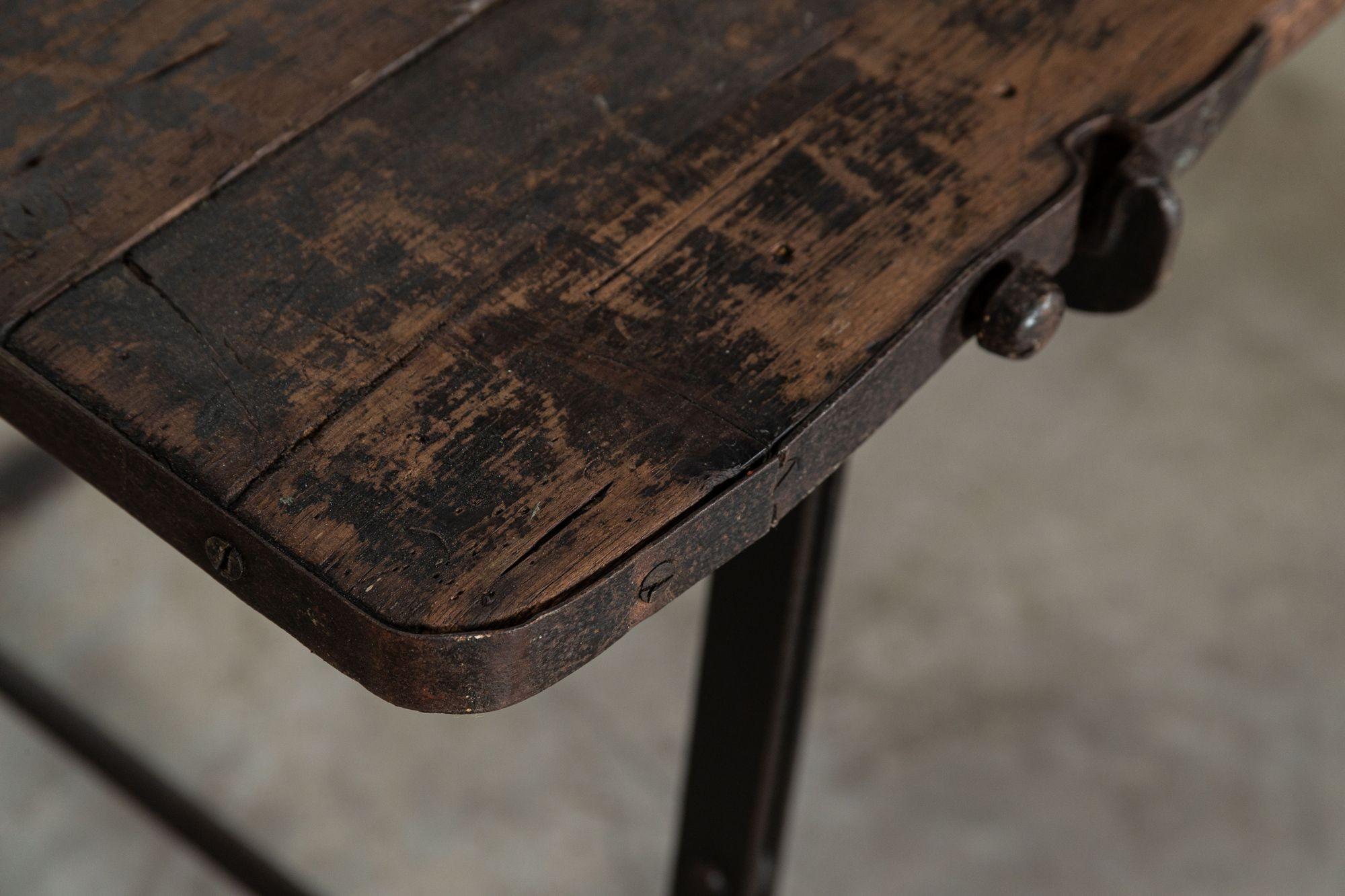 19th Century Iron & Pine Trestle Table For Sale 8