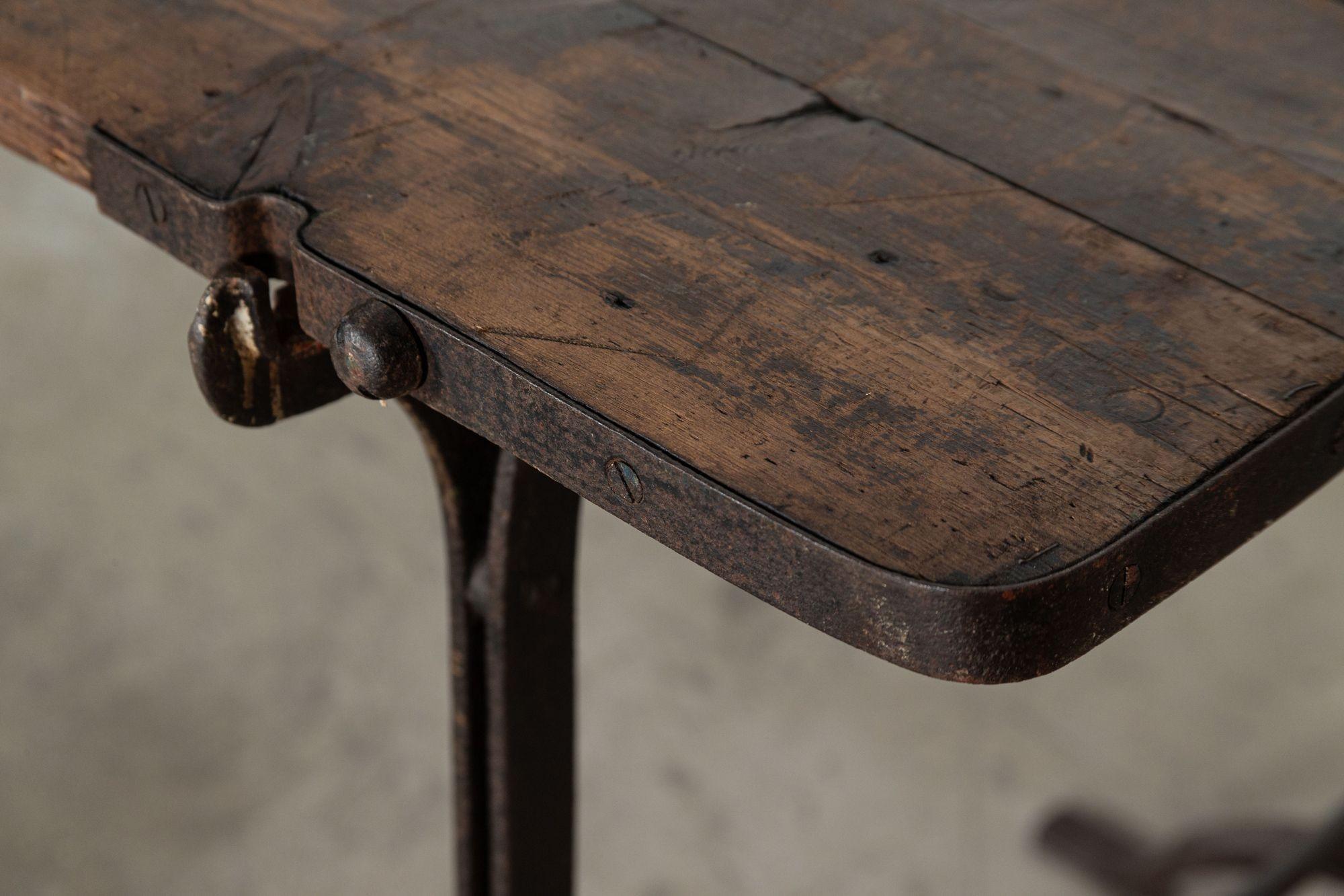 19th Century Iron & Pine Trestle Table For Sale 13