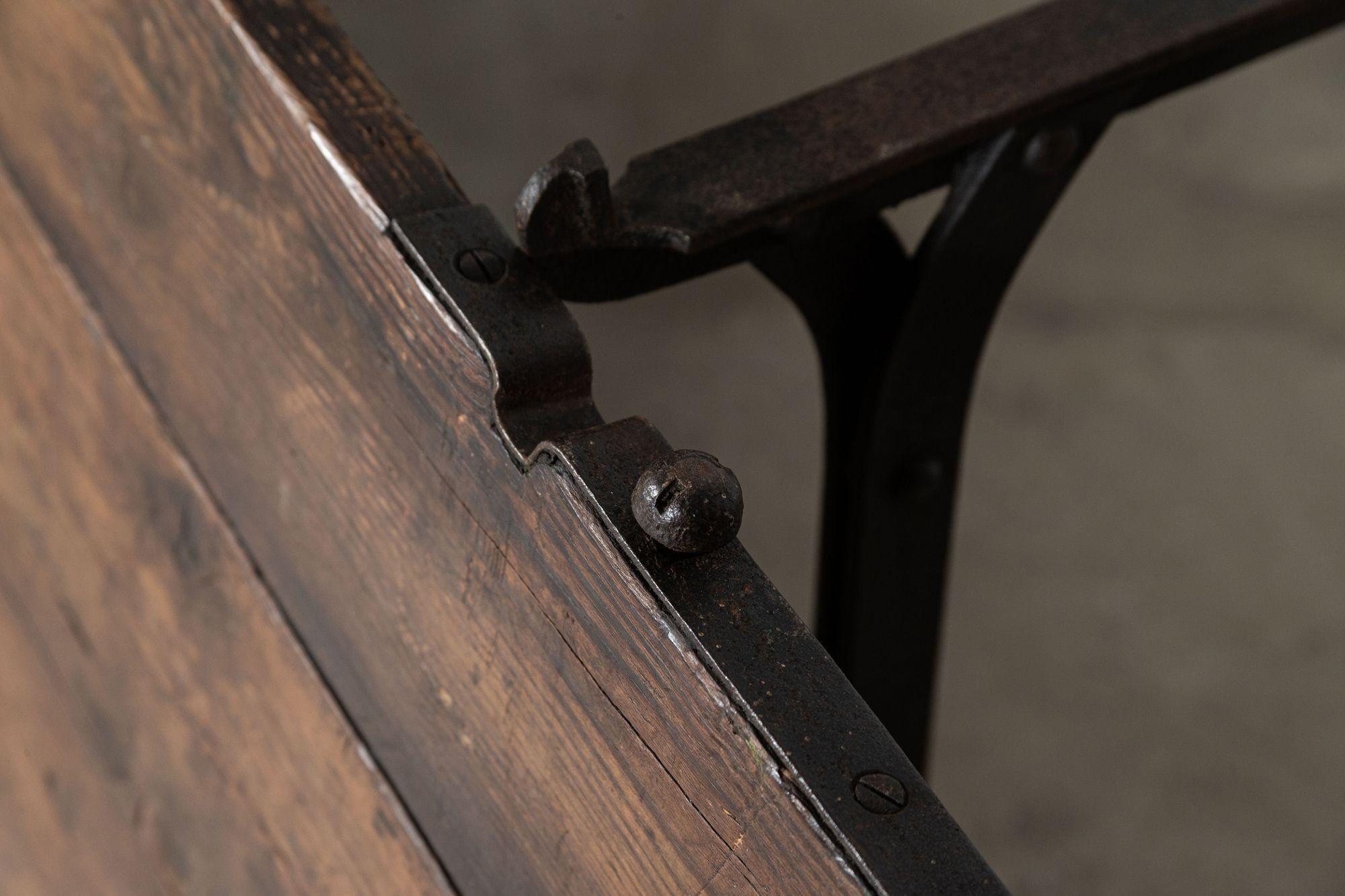 19th Century Iron & Pine Trestle Table For Sale 13